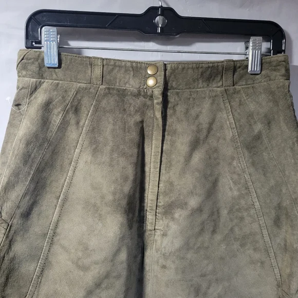 H&MPremium Genuine Suede Olive Skirt 10 - Picture 4 of 7
